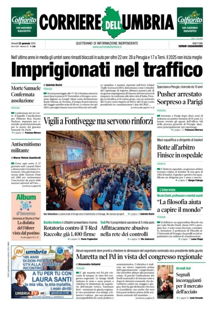 Prima-pagina-corriere umbria-del-2025-01-23